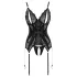 Cottelli - ensemble haut ouvert en dentelle et string - noir - M