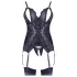 Cottelli - ensemble haut ouvert en dentelle et string - noir - M