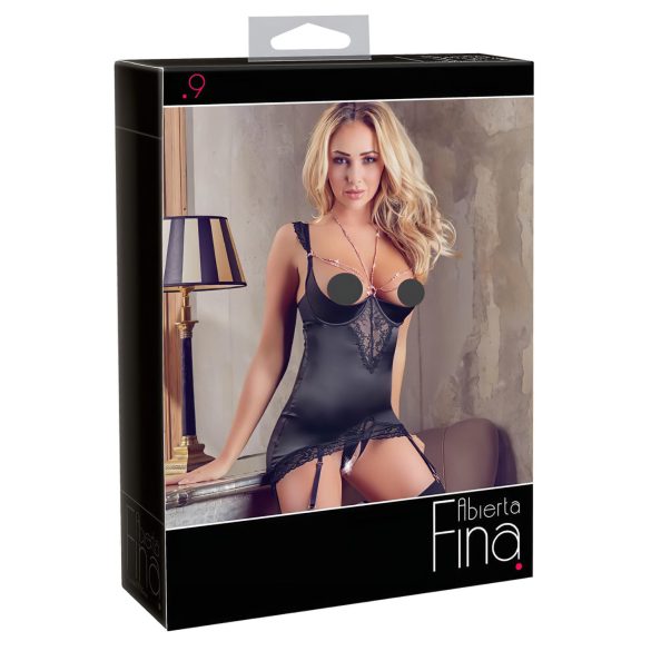 Abierta Fina - Haut et string chaîne scintillante (noir) - 85C/XL