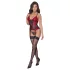 Cottelli - corset porte-jarretelles à empiècements en dentelle avec string (rouge)