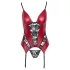 Cottelli - corset porte-jarretelles à empiècements en dentelle avec string (rouge)