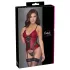Cottelli - corset porte-jarretelles à empiècements en dentelle avec string (rouge) - M
