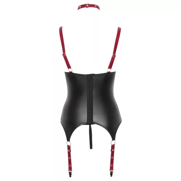 Cottelli Bondage - Haut push-up brillant avec collier - noir
