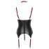 Cottelli Bondage - Haut luisant rehausse-buste avec collier (noir)