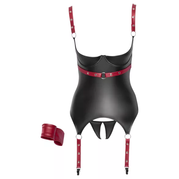 Cottelli Bondage - Haut push-up brillant avec collier - noir - M