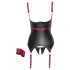 Cottelli Bondage - Haut luisant rehausse-buste avec collier (noir) - M