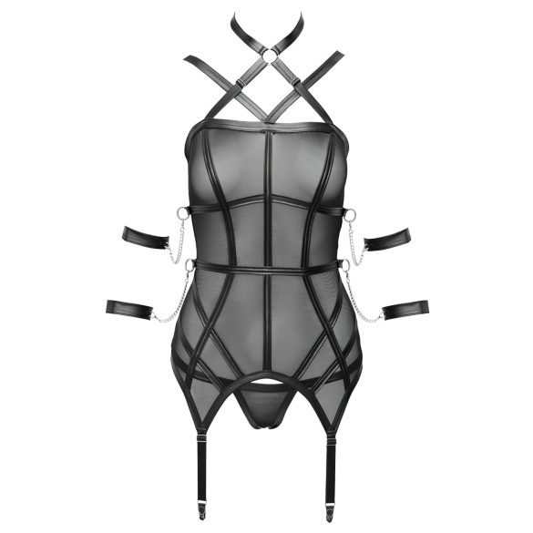 Cottelli Bondage - haut à sangles, menottes et string (noir)