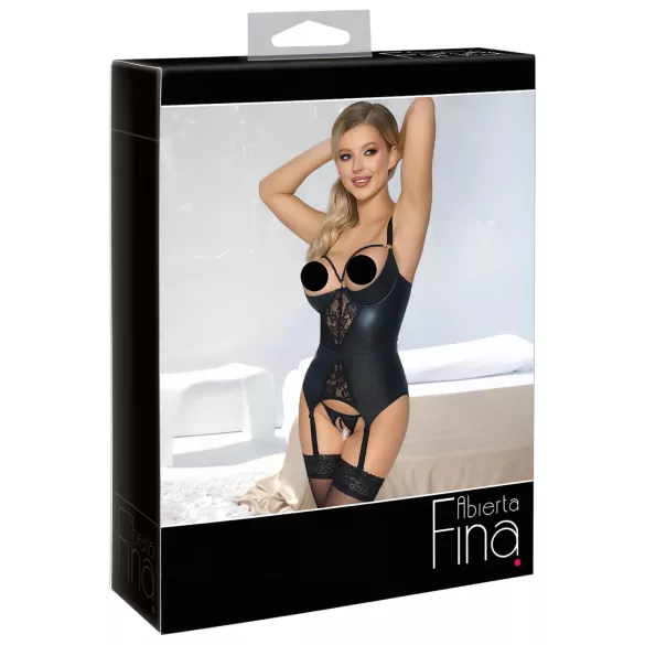 Abierta Fina - soutien-gorge ouvert avec porte-jarretelles - noir - L