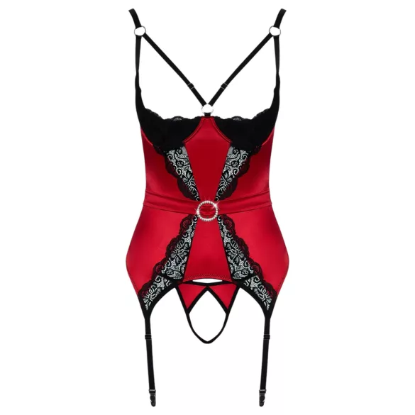 Cottelli - soutien-gorge demi-bonnets en dentelle - ensemble - rouge - M