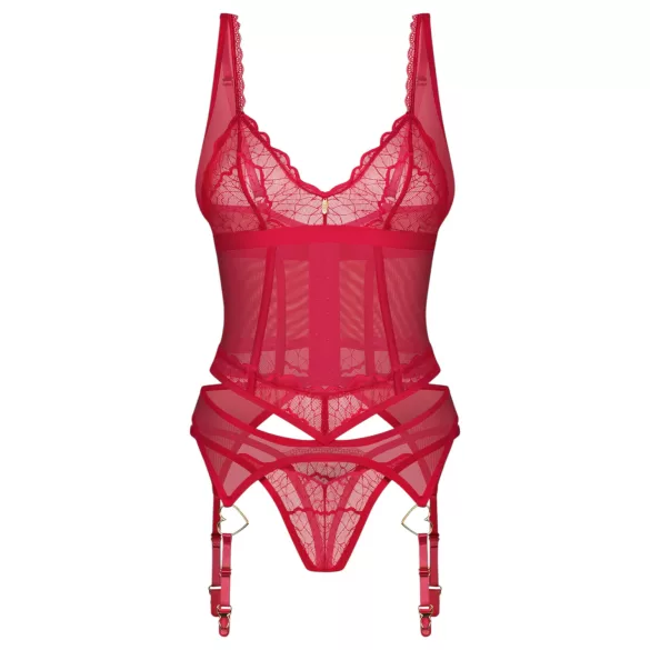 Obsessive Cupide Desir - ensemble haut transparent dentelle rouge