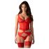 Obsessive Cupide Désir - Ensemble en dentelle transparente (rouge) - L/XL