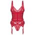 Obsessive Cupide Désir - Ensemble en dentelle transparente (rouge) - L/XL