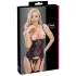 Cottelli - corset avec porte-jarretelles et string ouvert (noir)