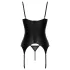 Cottelli - corset avec porte-jarretelles et string ouvert (noir)