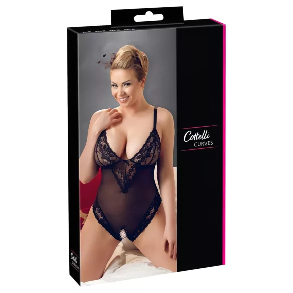 Cottelli - Body grande taille en dentelle - noir - XXL