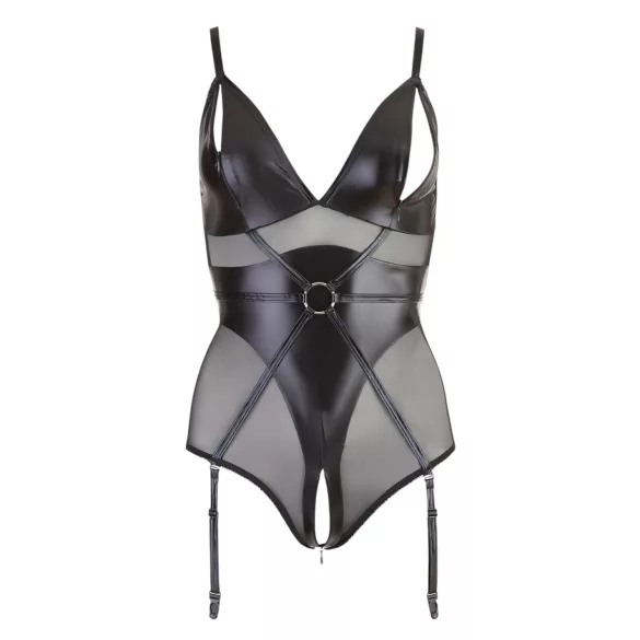 Cottelli Bondage - body brillant avec menottes - noir - M