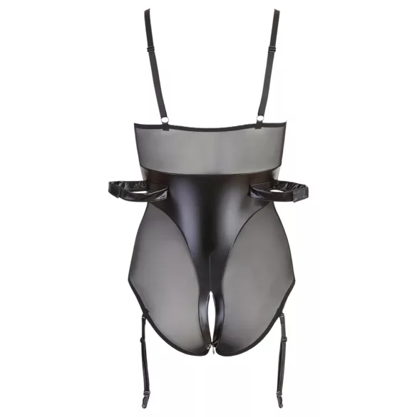 Cottelli Bondage - body brillant avec menottes - noir - L