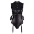 Cottelli Bondage - body sans manches brillant et menottes pour bras - noir