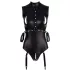 Cottelli Bondage - body sans manches brillant et menottes pour bras - noir