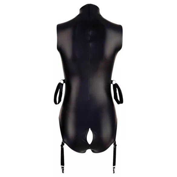 Cottelli Bondage - body sans manches brillant et menottes pour bras - noir