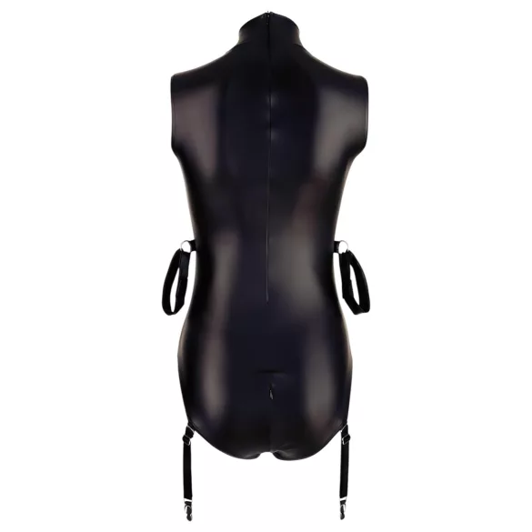 Cottelli Bondage - body sans manches brillant et menottes pour bras - noir - L