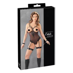   Cottelli Bondage - body anneaux métalliques et menottes bras - noir - M