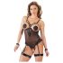 Cottelli Bondage - body anneaux métal et menottes (noir) - M