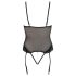 Cottelli Bondage - body anneaux métal et menottes (noir) - M