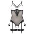 Cottelli Bondage - body anneaux métal et menottes (noir) - XL