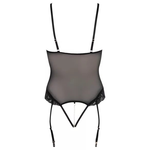 Cottelli Bondage - body anneaux métalliques et menottes bras - noir - XL