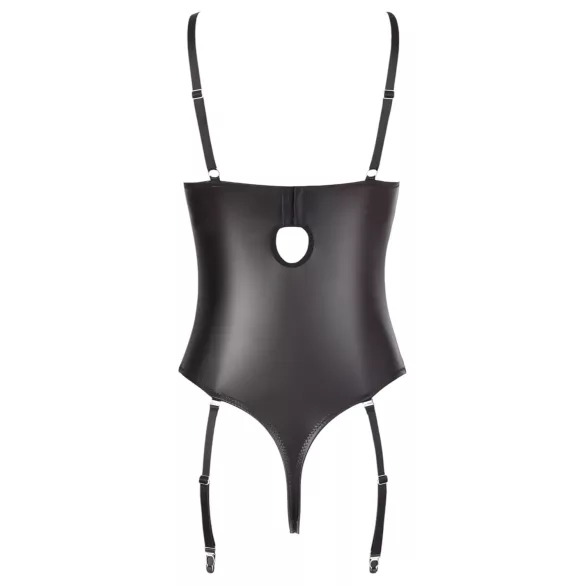 Abierta Fina - body ouvert dentelle avec lanières scintillantes - noir - 85B/L