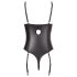 Abierta Fina - body noir ouvert scintillant avec dentelle et bretelles - 80C/M