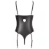Abierta Fina - body ouvert dentelle avec lanières scintillantes - noir - 80C/M