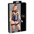 Cottelli Bondage - body ouvert brillant & menottes (noir) - L