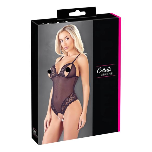 Cottelli - Body ouvert en dentelle perlée (noir)
