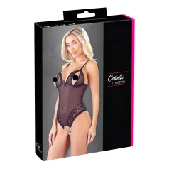 Cottelli - body ouvert en dentelle avec perles - noir - M