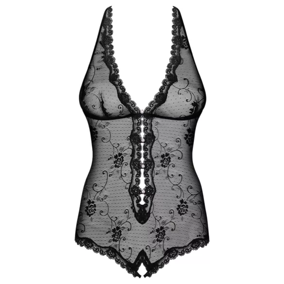 Obsessive Fiorenta - body ouvert perlé en dentelle - noir - L/XL