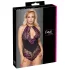 Cottelli - body grande taille femme - dentelle florale - noir violet