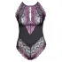 Cottelli - body grande taille femme - dentelle florale - noir violet