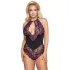 Cottelli - body grande taille femme - dentelle florale - noir violet - 3XL