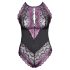 Cottelli Plus Size - Body fleuri (noir-violet) - 3XL