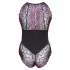 Cottelli - body grande taille femme - dentelle florale - noir violet - 3XL