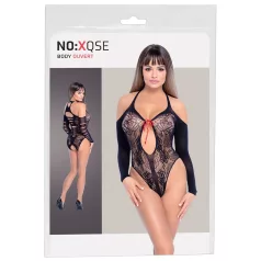 NO:XQSE - body noir à nœud, manches longues (S-L)