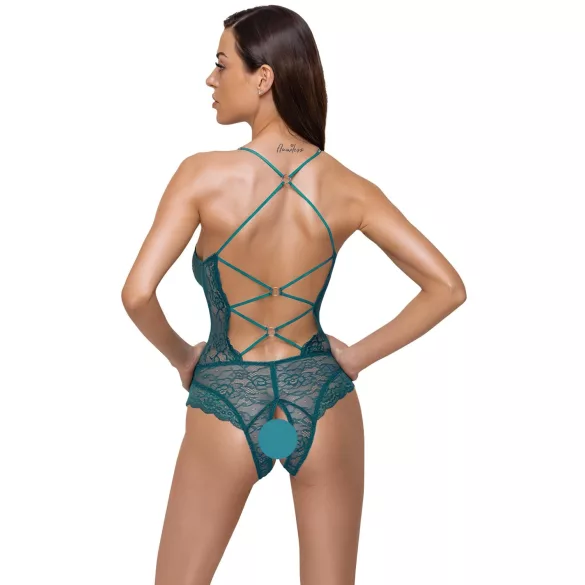 Cottelli - body ouvert à lacets en dentelle - vert