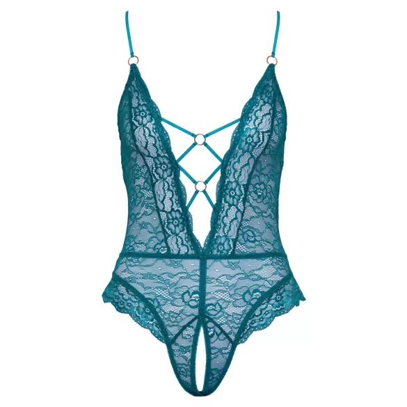 Cottelli - body ouvert à lacets en dentelle - vert