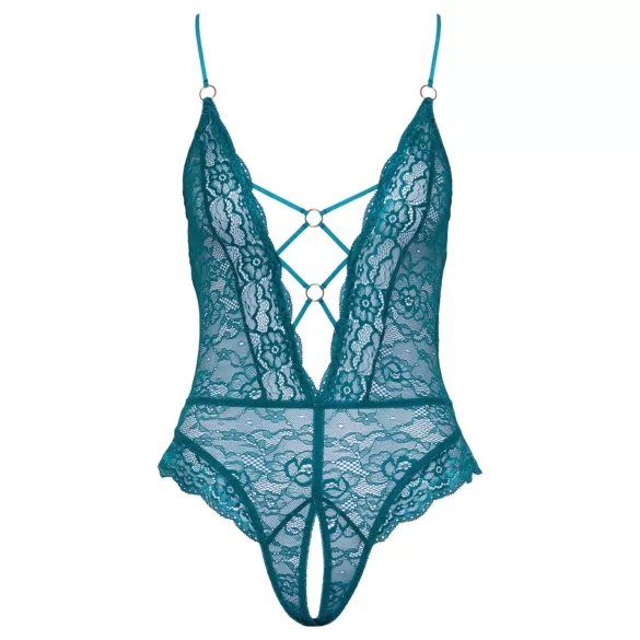 Cottelli - body ouvert en dentelle avec laçage (vert)