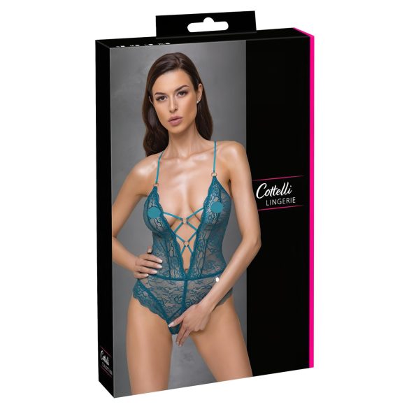 Cottelli - Body ouvert en dentelle, laçage (vert) - XL