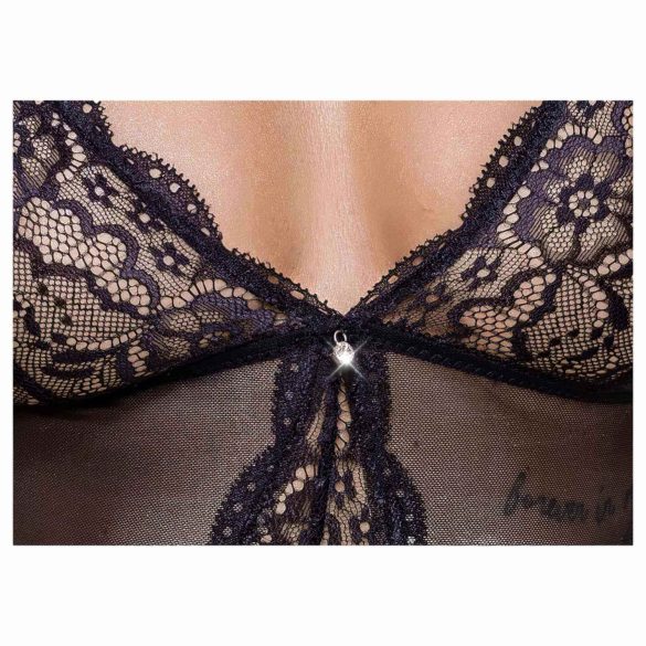 Cottelli - body porte-jarretelles ouvert en dentelle - noir