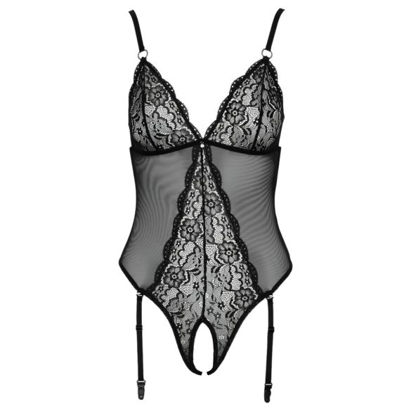 Cottelli - body porte-jarretelles ouvert en dentelle - noir - M