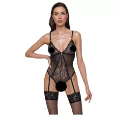   Cottelli - body porte-jarretelles ouvert en dentelle - noir - L